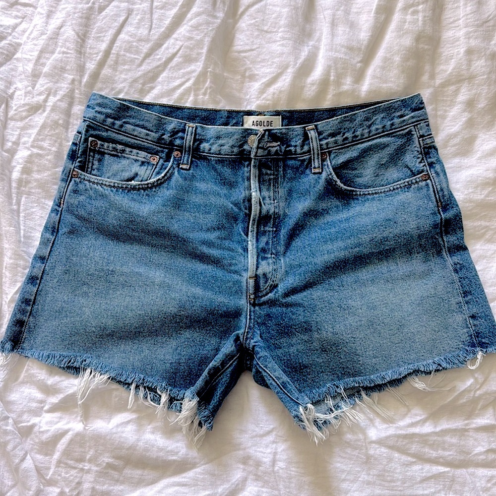 Agolde Parker Long cutoff Jean shorts size 32